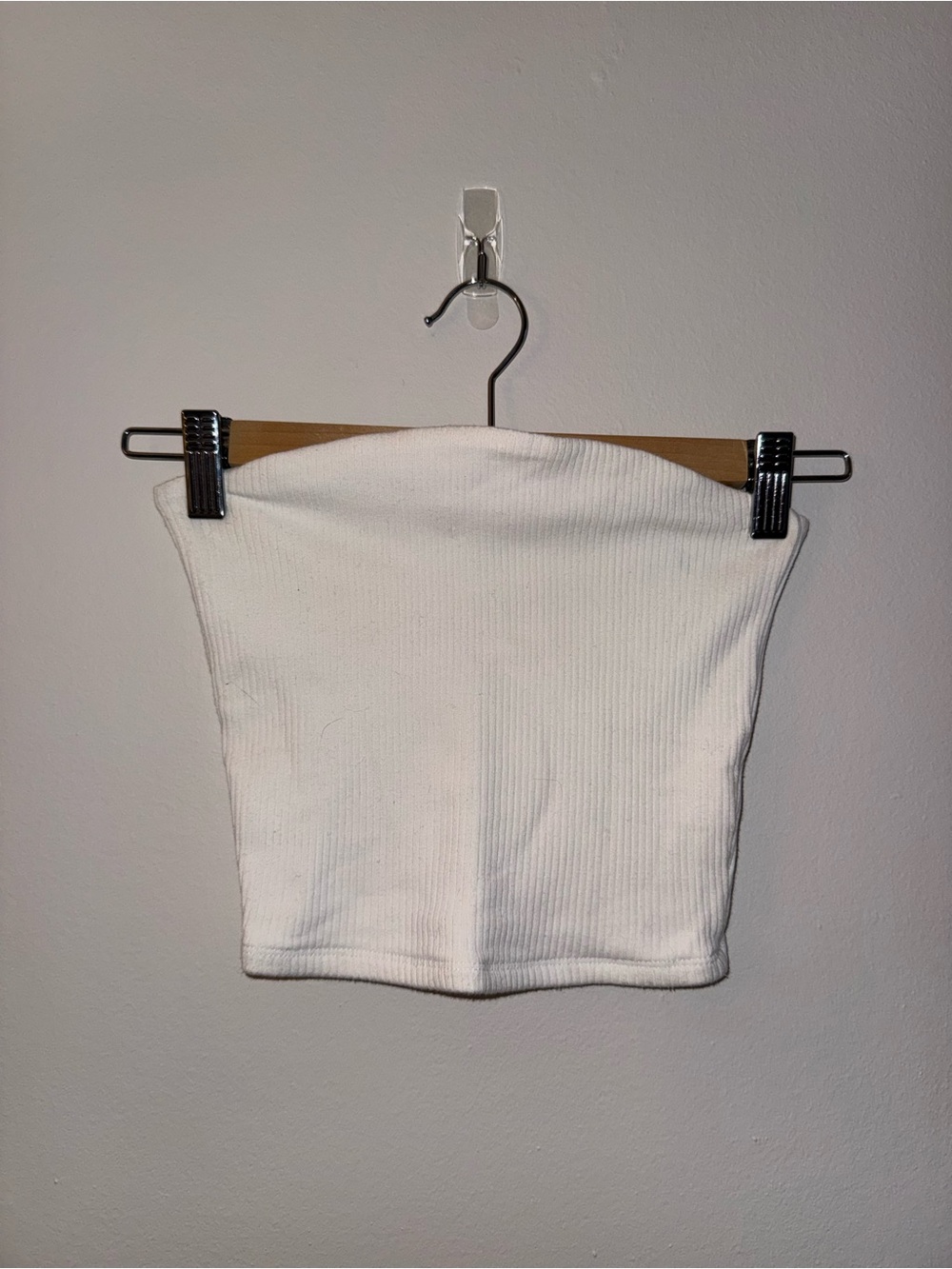 Garage White Ribbed Strapless Tube Top